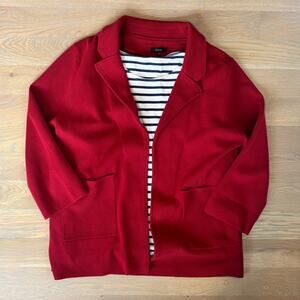 Quince Organic Cotton Knit Blazer Open Sweater Red Womens Size XL